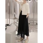 Elegant Women's Solid Half Sleeve Blazer - Stylish Crew Neck Button Front Outerwear