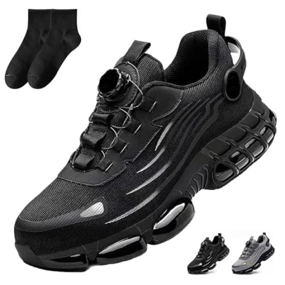Trainers, Pro Trainers for Men, Steel Shoes 3 Inch Taller, Comfortable Puncture Proof Slip on Sneakers, No More Tying Laces
