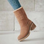 Winter Boots for Women,Ladies Casual Fashion Ankle Booties Comfortable Slip On Chunky Heels Suede Outdoor Shoes Warm Boot