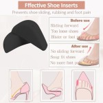 Shoe Toe Inserts for Loose Shoes - 4 Pairs Cushioned Foam Fillers for Women & Men(4Black)