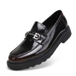 Men's Luxury Genuine Leather Dress Loafers, Casual Buckle Slip on Loafers Moc-Toe Business Dress Shoes Party Wedding Slip-on Loafer for Mens