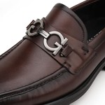 Men's Classic Leather Dress Loafers, Fashion Formal Handmade Buckle Bussiness Dress Shoes Party Slip-on Penny Loafer for Mens