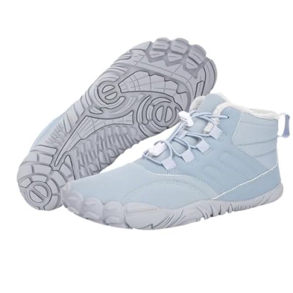 Winter Barefoot Boots Women Men Hiking Shoes, Waterproof Warm Fur Lined Zero Drop Boots Non-Slip Wide Toe Box Comfortable Hike Barefoot Shoes Walking Outdoor Footwear