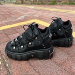 Punk Style Thick Sole Women and Men Shoes Gothic Metal Platform 6cm Vintage Sneakers Shoes Low-top