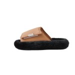 TARYOU Women's Adjustable Fuzzy Slippers with Velcro Strap for Indoor/Outdoor Wear (2 Colors: Tan & Black/All Black)