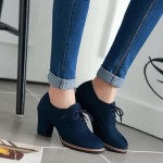 Generic Women’s Block Heel Pumps Comfort Oxfords Shoes Suede Lace up Dress Shoes Chunky Mid Heels Ankle Boots