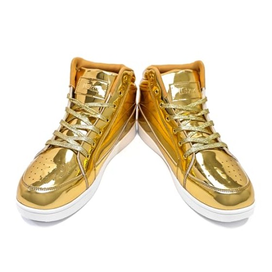 IGxx Sequins Shoes for Men Women Fashion Sparkle Gold Shoes Bling Shiny High Top Sneakers Punk