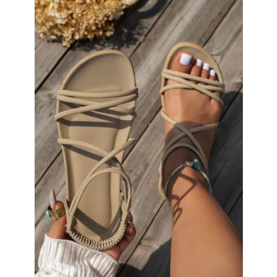 Women Flat Sandals,Elegant And Comfortable Flat Slide Sandals With Straps For Vacation