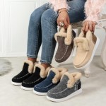 Winter Shoes for Women 2025 Fluffy Ankle Snow Boots Warm Fleece Lined Boots Women Anti-Slip Slip on Fur Lined Loafers Casual Outdoor Plush Short Booties Comfortable Fashion Loafers Shoes