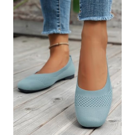 Women's Ballet Flat Shoes Knit Dress Shoes Round Toe Comfortable Casual Dressy Slip On Ballerina Flats for Women