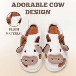 Cow Slippers for Women & Men - with Thickened Sole Plush Soft Non-Slip House Slipper, Winter Warm Fuzzy Platform Shoes with Comfort Memory Foam, Brown