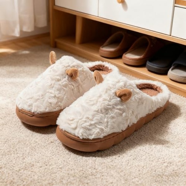 Warm Slippers for Women Womens Slide Slipper Shoes Cute Ears Comfortable Shoes for House Bedroom Indoor Winter