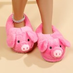 Cute Pig Plush Slippers for Women Men - Unisex Fuzzy House Slippers Soft Warm Cozy Indoor Shoes Non-Slip Sole | US Women 7.5-8 / Men 6-6.5 (Fit 25cm Foot Length)
